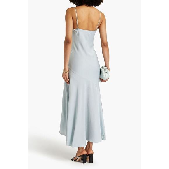SHONA JOY Wedding Guest Asymmetric Satin Maxi Dress Pale Blue Size 10 NWT! - Picture 3 of 11